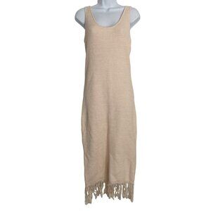 Future Collective Alani Noelle Cream Knit Fringe Dress M Minimalist Feminie